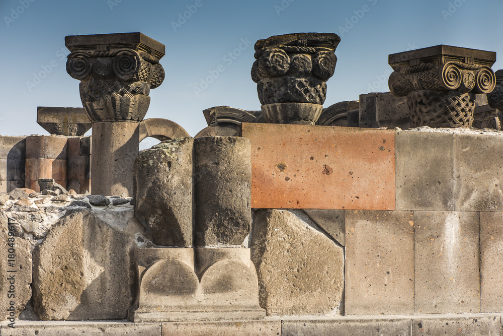 Ruins of Zvartnots (celestial angels) temple Armenia, Central Asia,