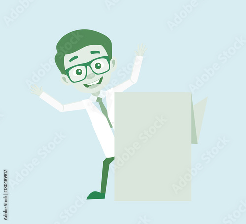 Joyful Infectious Disease Specialist with Ad Banner Vector