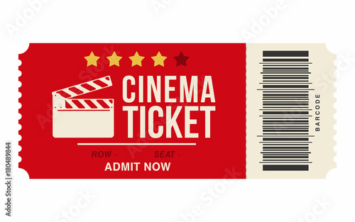 Vecteur Stock Cinema ticket isolated on white background. Realistic cinema  or movie ticket template | Adobe Stock