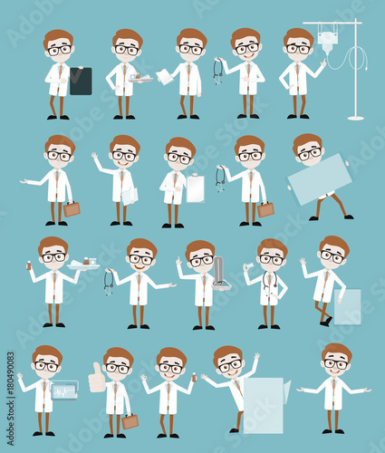 Many Doctor Concepts and Gestures Vector Collection