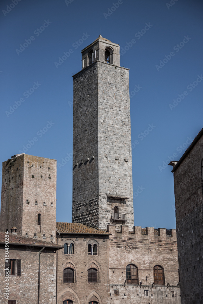 Tall towers in the medieval village of San Gimignano, region of Tuscany, Italy