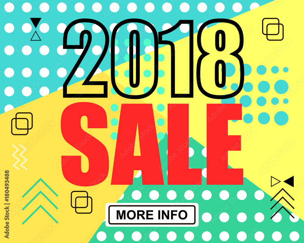 2018 New Year and Christmas Modern SALE Poster, Cover, Banner. Memphis line style. Vectror illustration 2018 New Year and Christmas Modern SALE Poster, Cover, Banner. Memphis line style. Vectror illustration