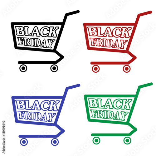 icon flat black friday shopping cart for web and applications