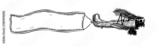 Cheerful plane Vector hand drawn illustration.