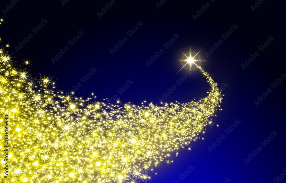Christmas star isolated on blue background. - obrazy, fototapety, plakaty 