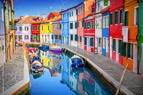 Obraz Kolorowi domy w Burano, Wenecja, Włochy