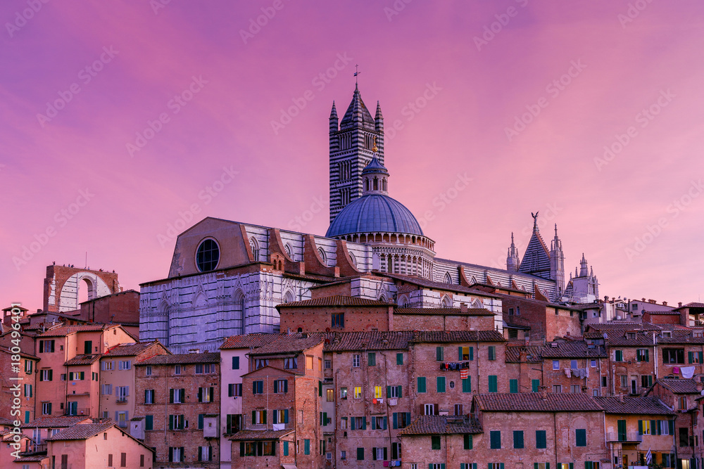 Siena. Cathedral at sunset.