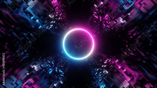 Fototapeta Naklejka Na Ścianę i Meble -  3d render, abstract digital background, big data, quantum computer network, cyber safety