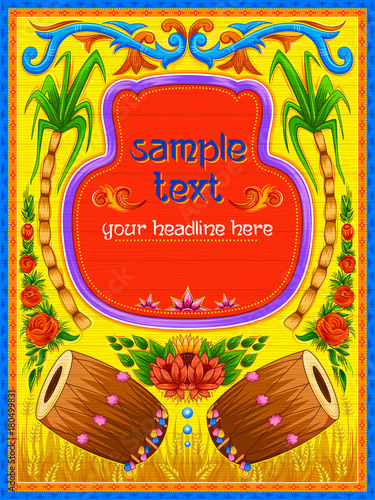 Colorful welcome banner in truck art kitsch style of India