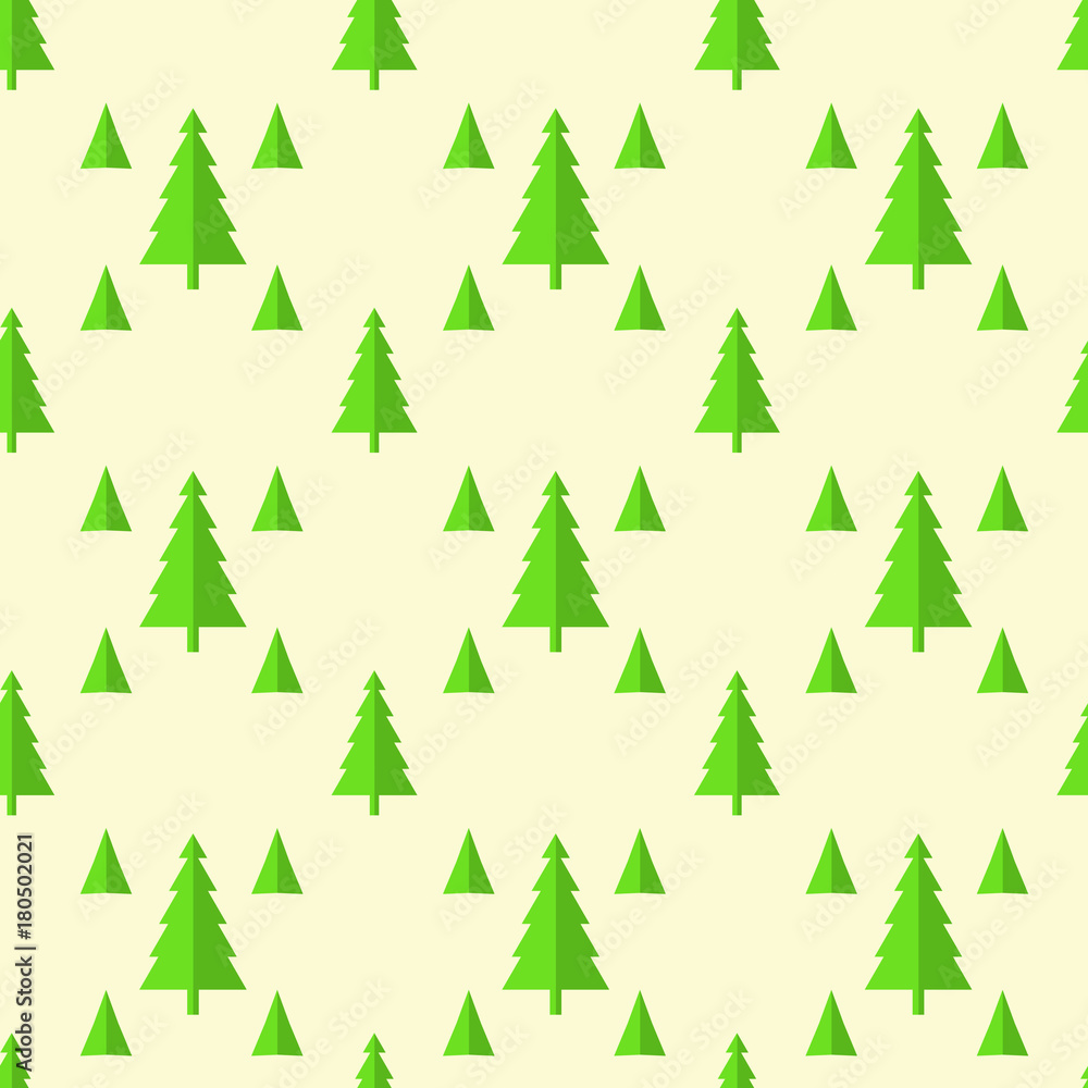 Seamless pattern of Christmas trees, isolate on yellow Seamless pattern of Christmas trees, isolate on yellow