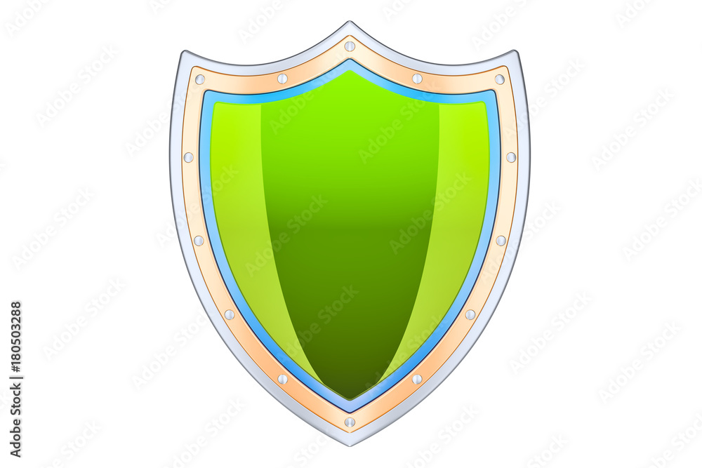 Green Shield, 3D rendering Green Shield, 3D rendering