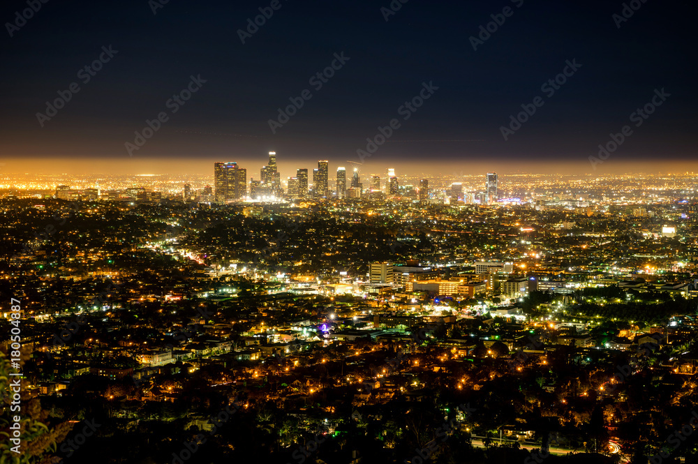Los Angeles La City Night View From Griffith Observatory Stock Photo Adobe Stock