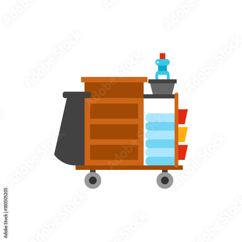 Hotel cleaning cart icon