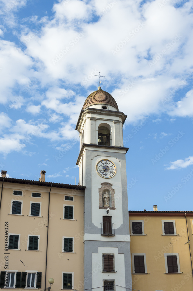 Town Clock at Rocca San Casciano, small town in Italy