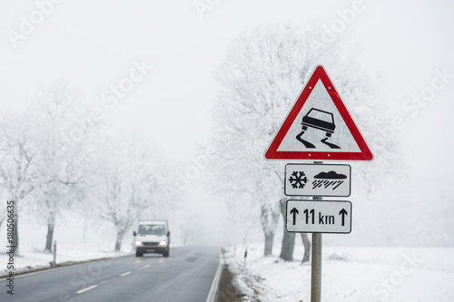 winter warning sign