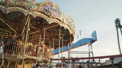 Lunapark's carousel with beautifully painted, art horses