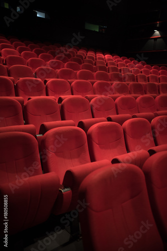 row of red chairs 