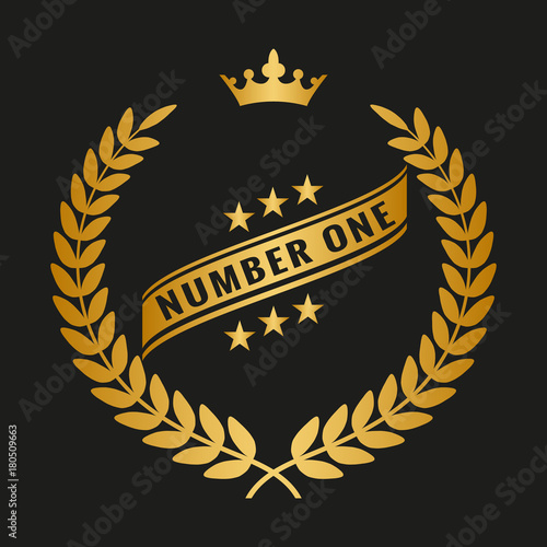 golden laurel wreath with crown