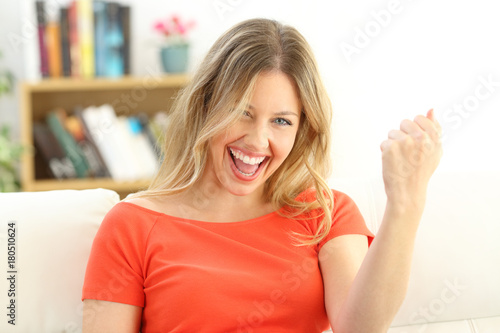 Wallpaper Mural Excited successful woman looking at camera Torontodigital.ca