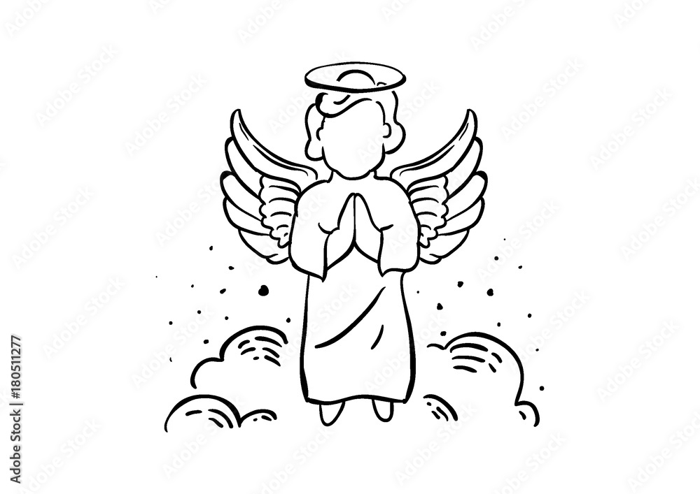 Praying Angel Illustration Stock Vector | Adobe Stock