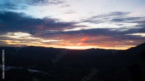 Sunset with mountain Silhouette © boyhey