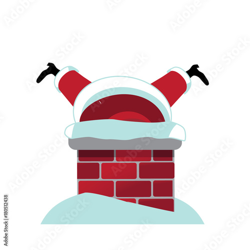 Christmas illustration cartoon Santa Claus stuck in the chimney EPS 10 vector.