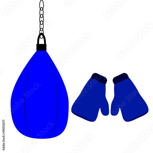 bag and boxing gloves.