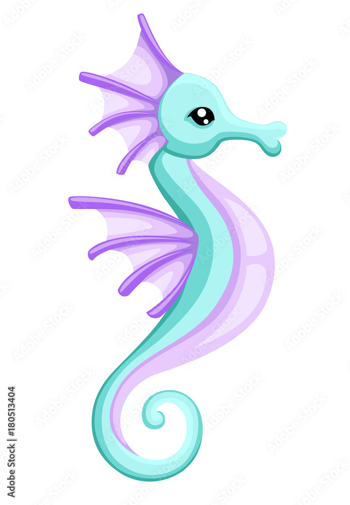 Vector cute cartoon seahorse for your design isolated on white background Vector illustration Web site page and mobile app design Vector cute cartoon seahorse for your design isolated on white background Vector illustration Web site page and mobile app design