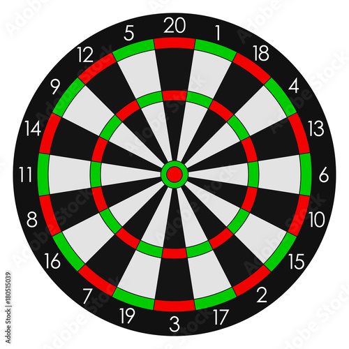 Darts. Sports dartboard with twenty sectors. Vector illustration.