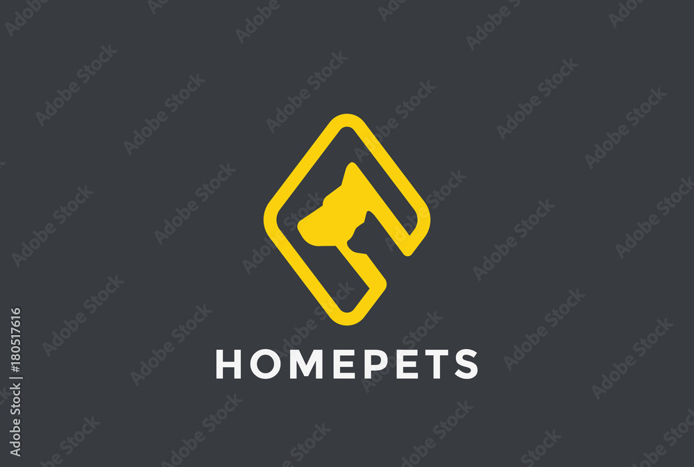 Dog Cat Logo silhouette vector. Home pets veterinary clinic icon Dog Cat Logo silhouette vector. Home pets veterinary clinic icon