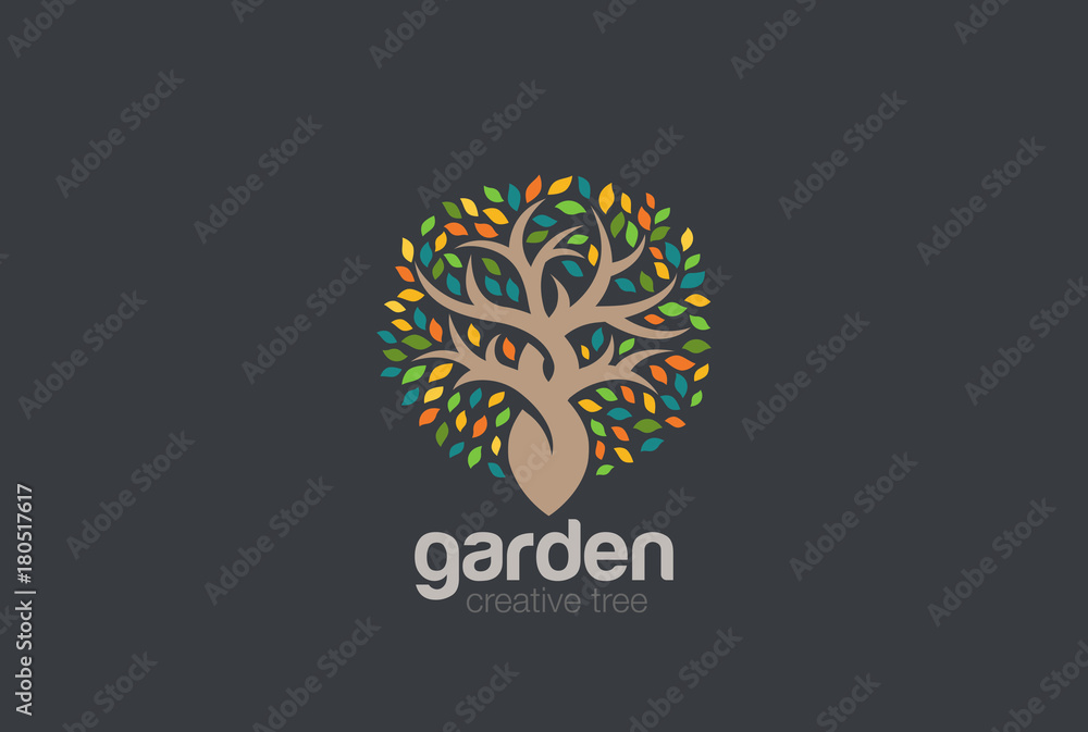 Obraz premium Garden Tree abstract Logo design vector template