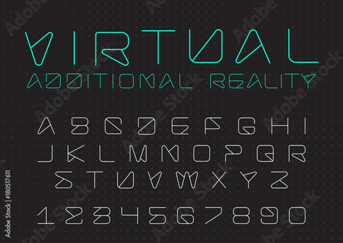 Futuristic vector Font. Digital Virtual Reality Technology