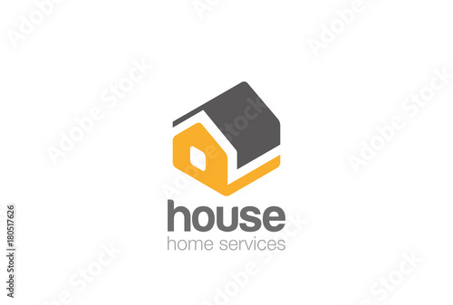 House silhouette isometric flat Logo vector. Home service icon