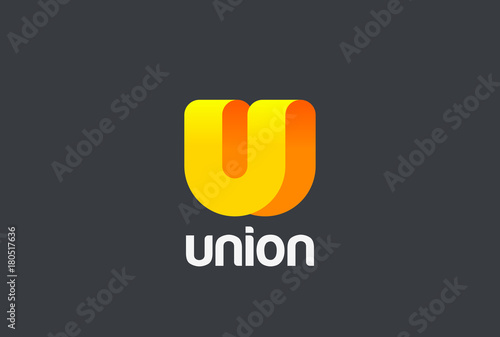 Letter U Logo ribbon design abstract vector template