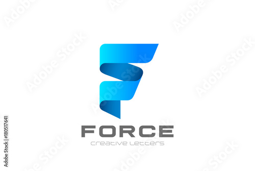 Letter F Logo ribbon design abstract vector template