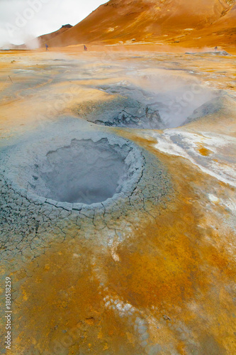 craters of hot mud at seltun iceland