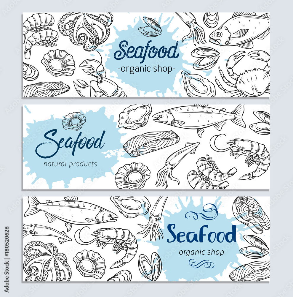 banner template hand drawn seafood banner template hand drawn seafood