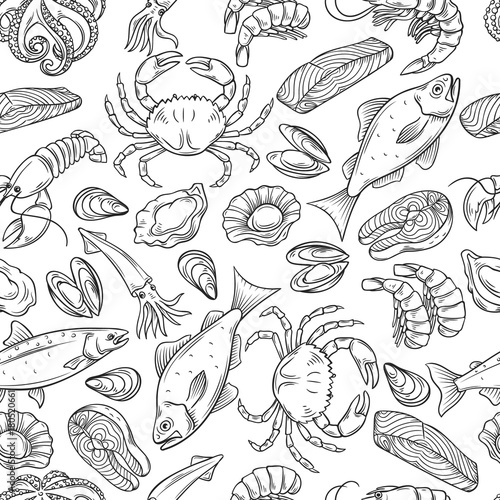 seafood seamless pattern