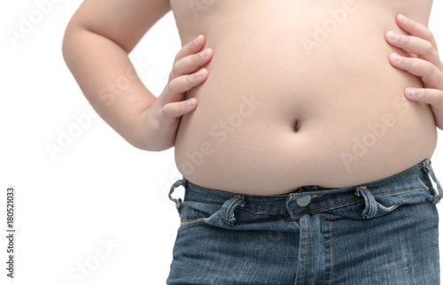 Obese fat boy isolated onwhite background,