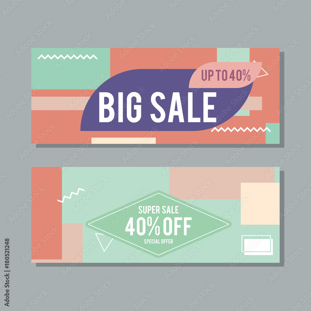 Obraz premium Big Sale modern banner in the Memphis style