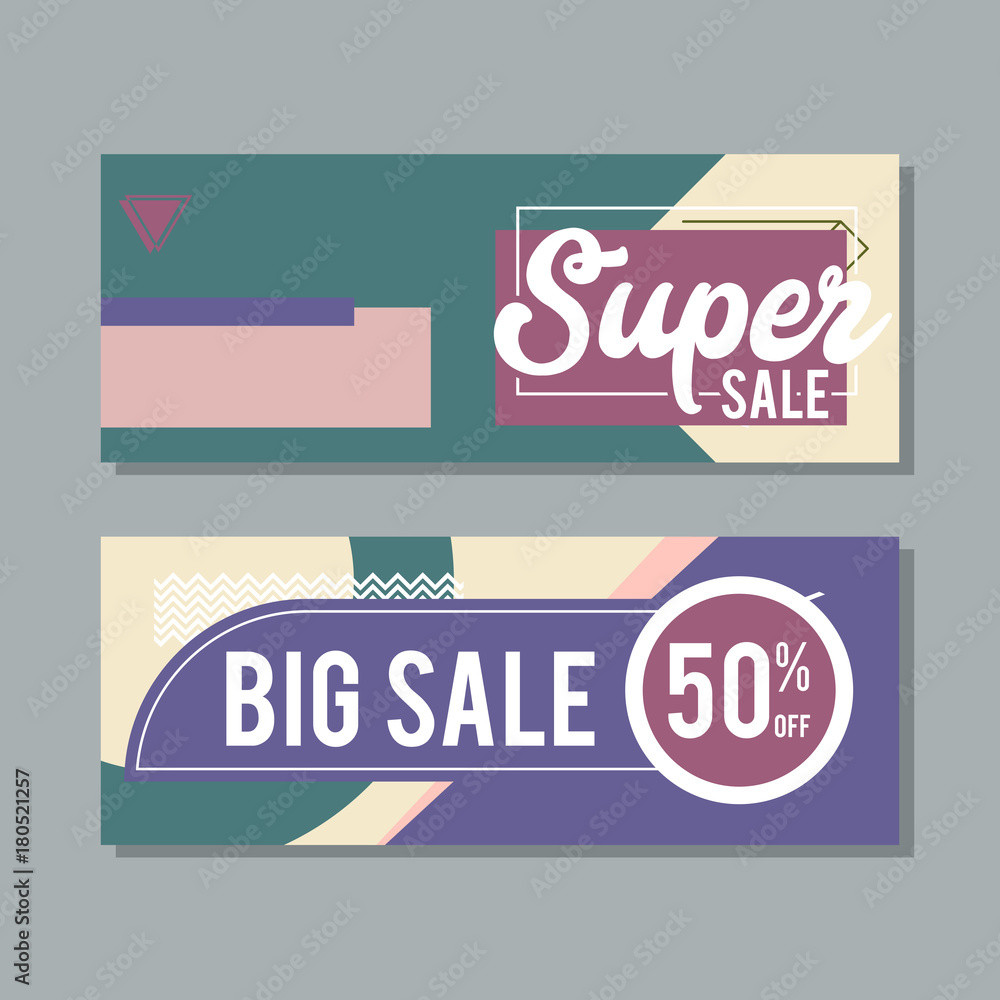 Obraz premium Big Sale modern banner in the Memphis style