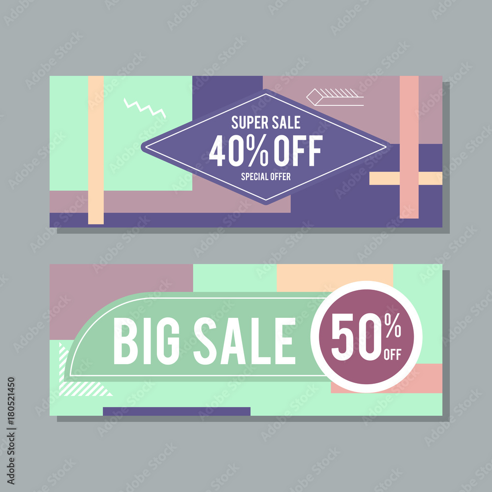 Fototapeta premium Big Sale modern banner in the Memphis style