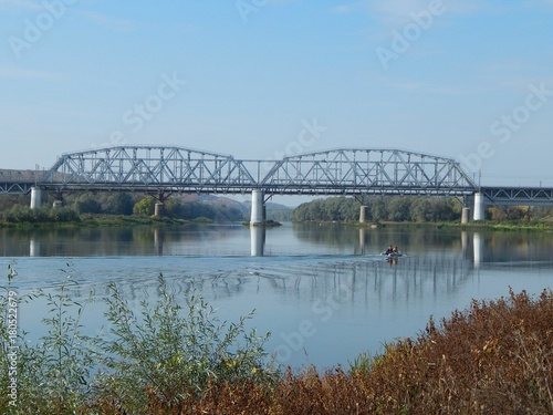 Railway bridge over the river Don. Voronezh oblast, Russia. Beautiful view of the river. Rhoto.......