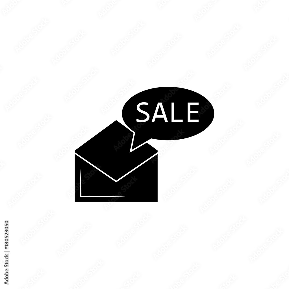 Paper envelope with sale message icon Paper envelope with sale message icon