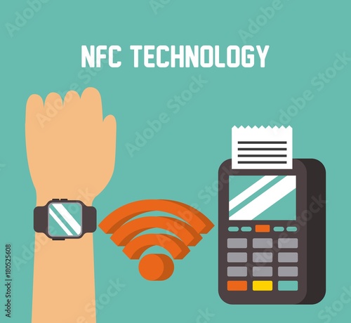 payment approved through smart watche with nfc online transaction vector illustration