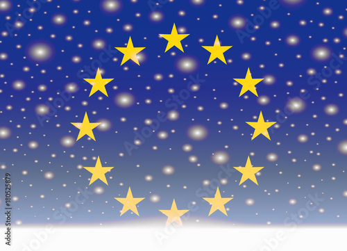 european union flag on christmas background