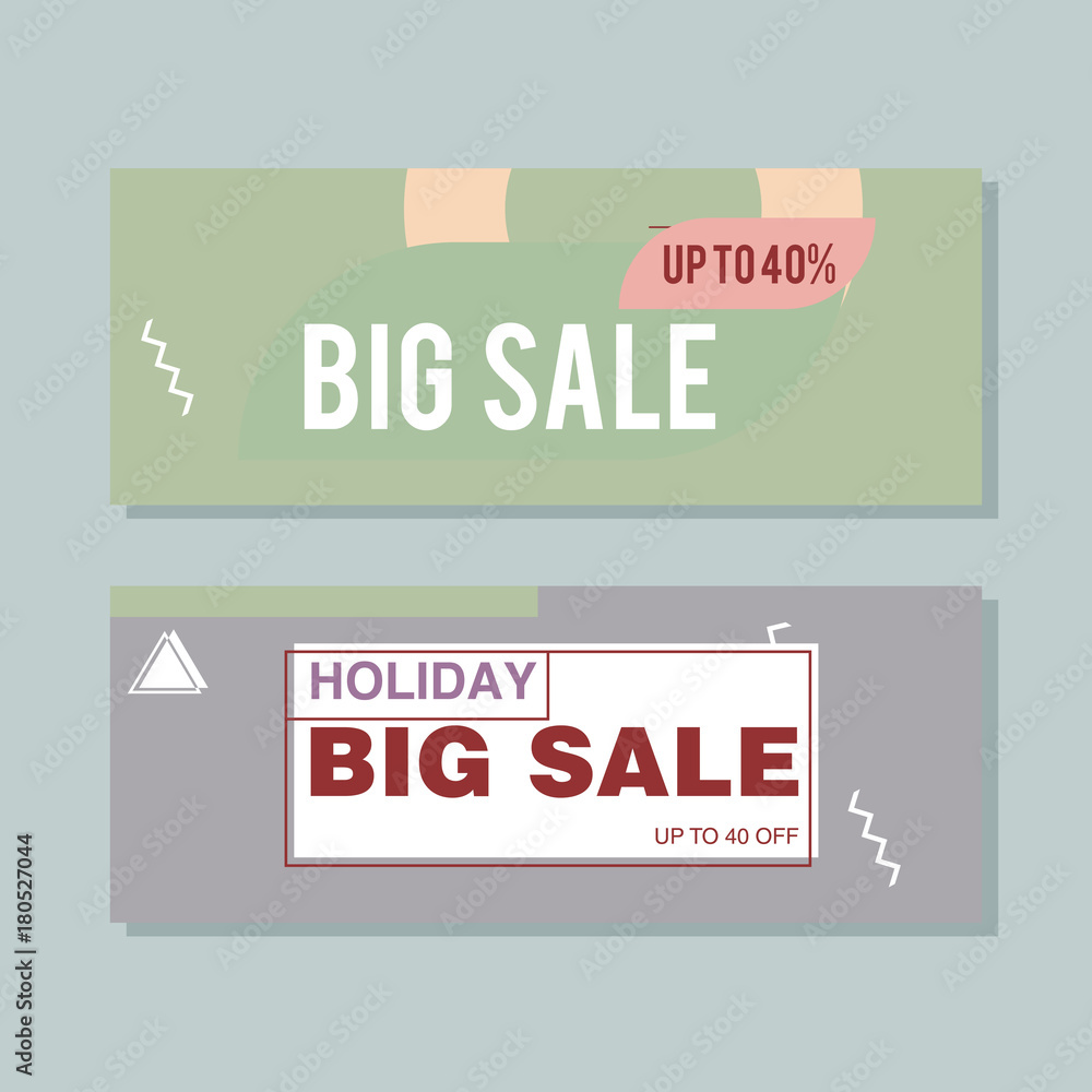 Obraz premium Sale and Discount Banner set. Colorful Memphis style banner template and background