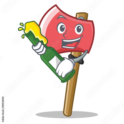 With beer axe character cartoon style