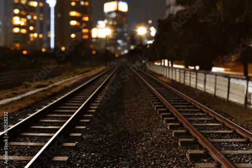 Railroad track at night