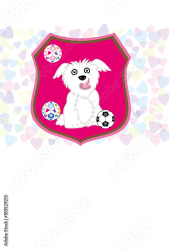 サッカー・フットボールと犬のイラストのポストカード